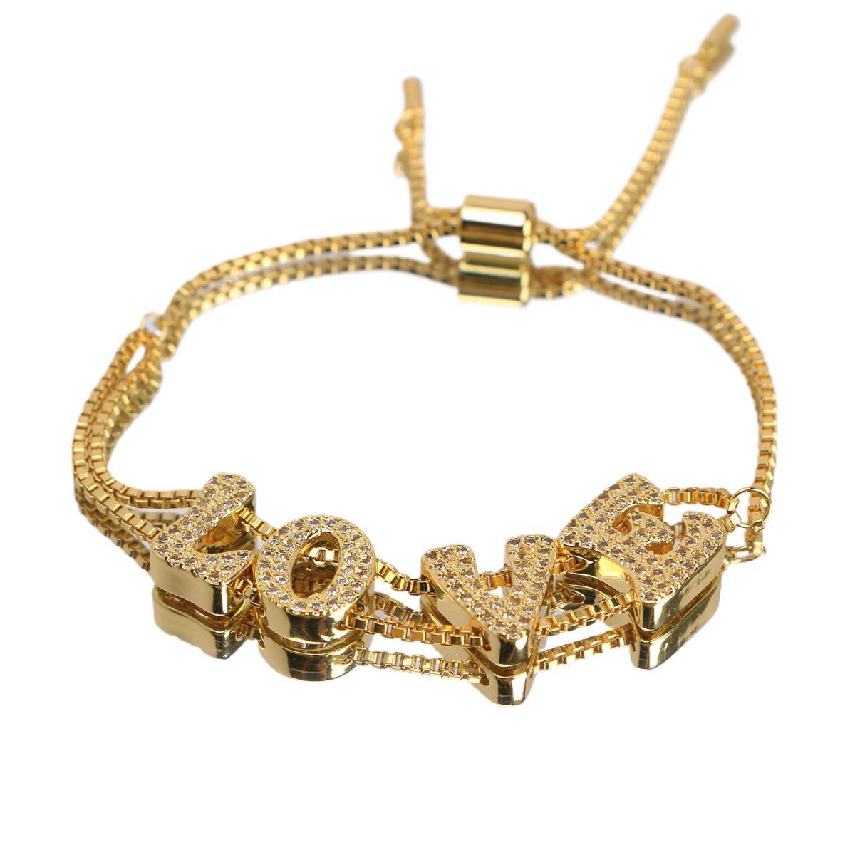 Wholesale Mother' s Day LOVE English letter diamond studded bracelet