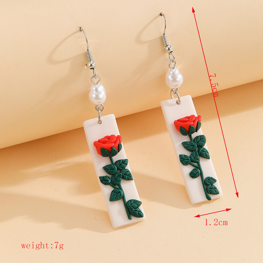 Wholesale Rose envelope Valentine' s Day soft ceramic earrings