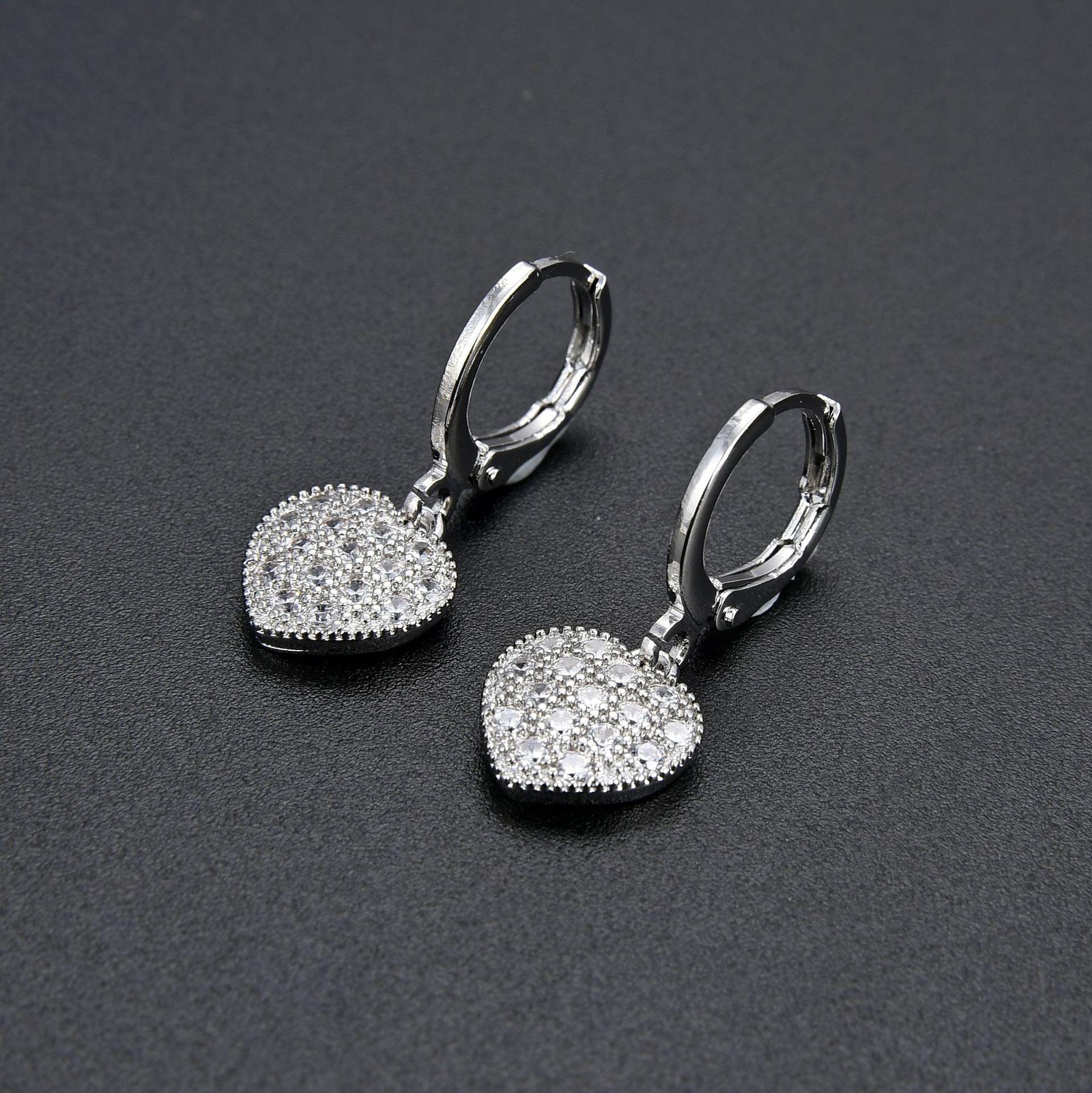 Wholesale Valentine's Day Diamond Zircon Heart Earrings
