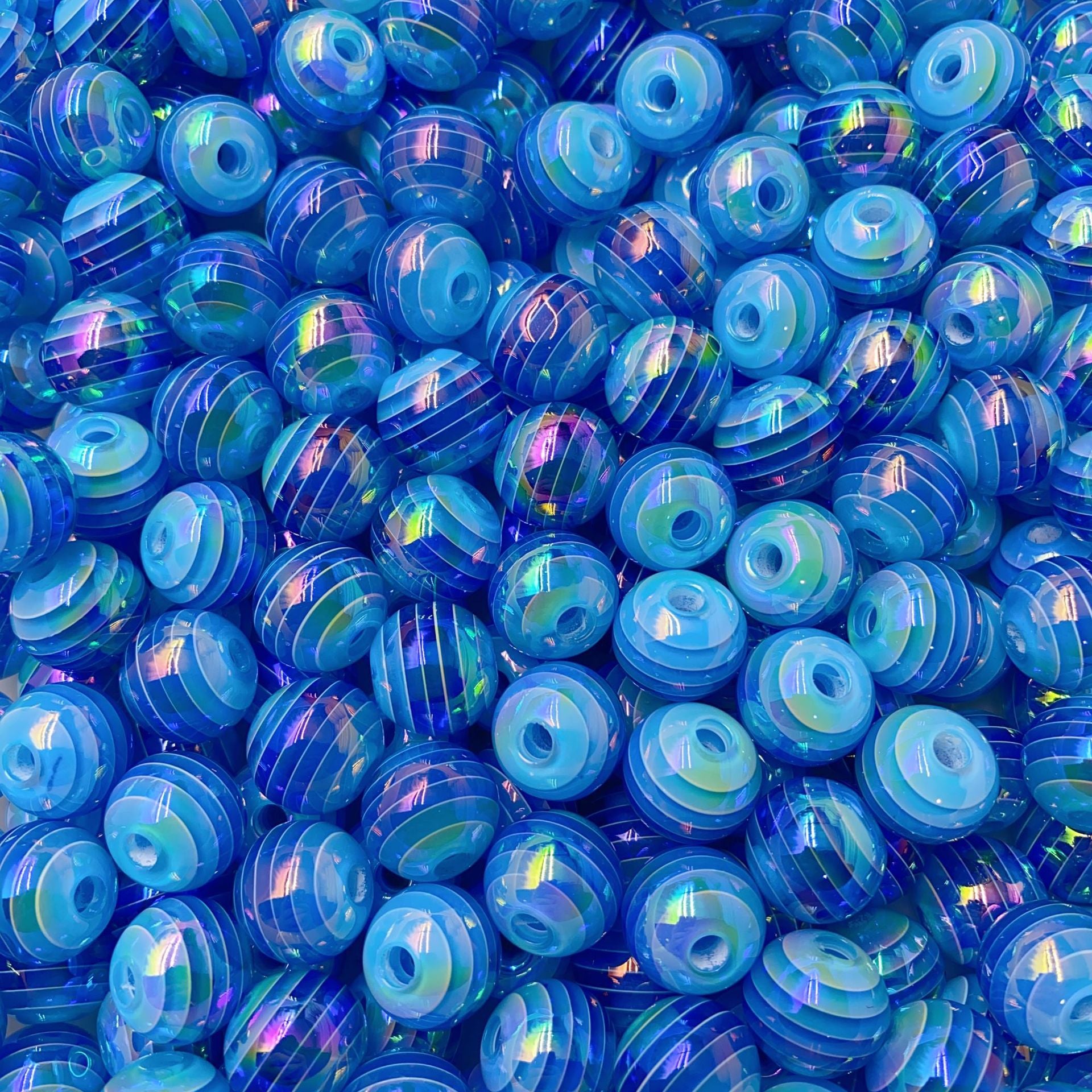Wholesale 10pcs/pack 16mm Children's Fun Stripes Contrasting Color Plating Rainbow Beads