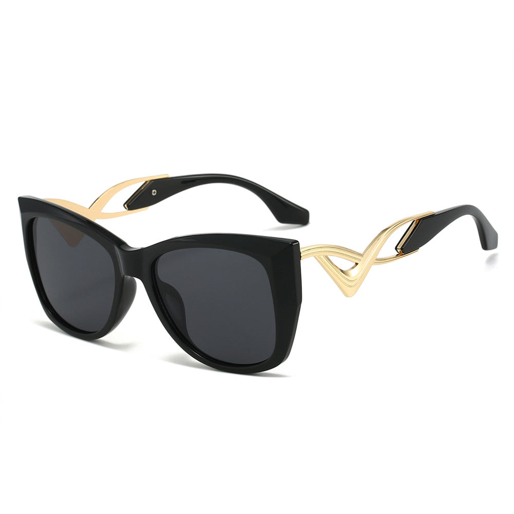 Wholesale flowing cat eye personality curve fashion sunglasses