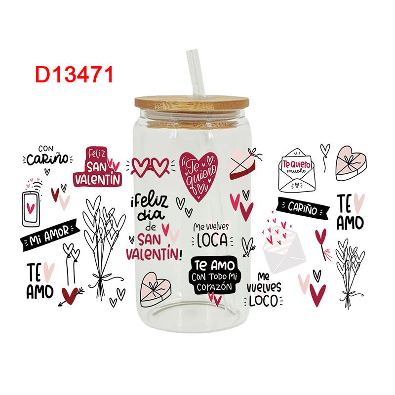 Wholesale Pink Love Wedding 16oz Cup UV DTF Wraps
