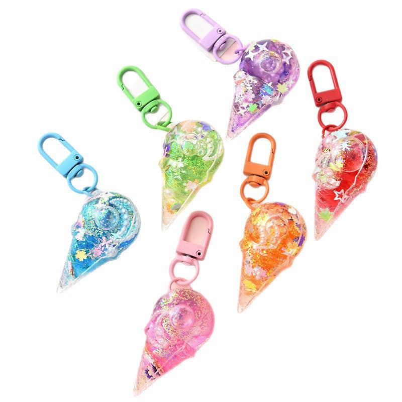 Wholesale Acrylic Liquid Sand Star Ice Cream Keychain