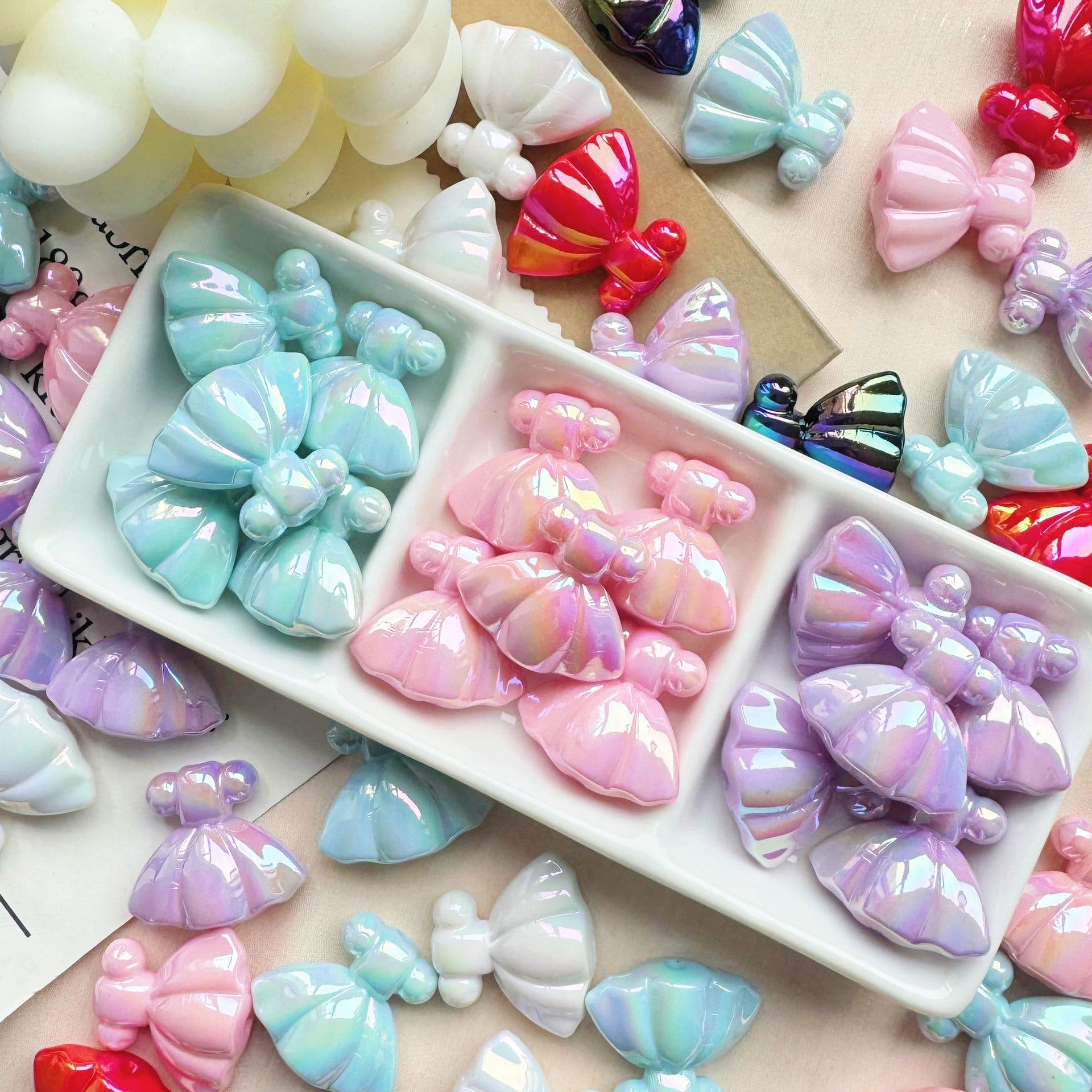 Wholesale 10pcs Colorful Beautiful Skirt Acrylic Beads