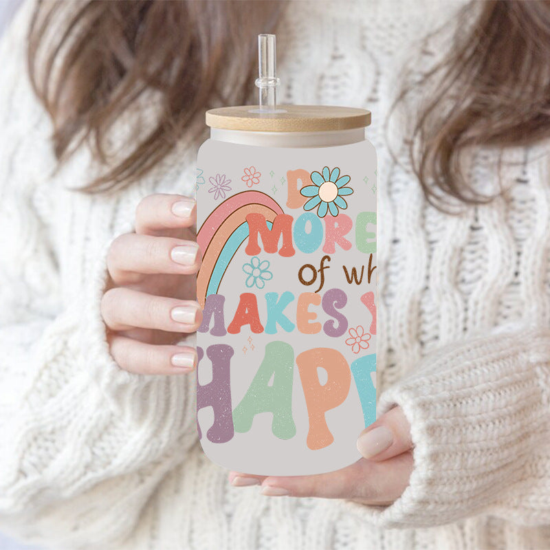 Wholesale Colorful Cartoon Cute Retro Fresh Inspirational Theme 16oz Cup UV DTF Wraps