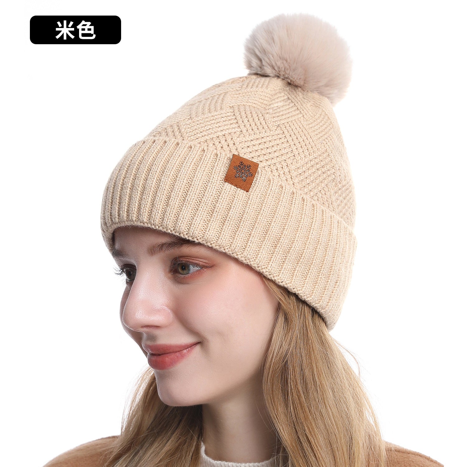 Wholesale Women' s knitted hat winter cold-proof double-layer f outdoor warm knitted hat f gloves three-piece set