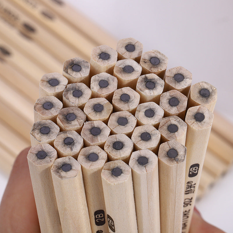 Wholesale 10pcs/a Box of Wood Color Hexagonal HB Wooden Pencils