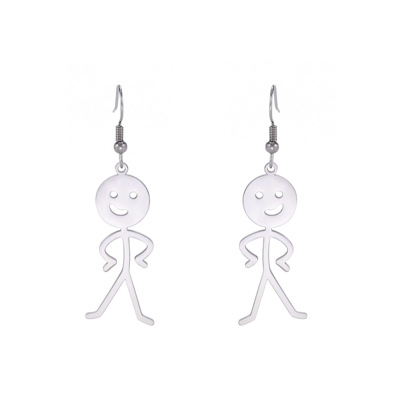 Wholesale Fork Waist Small People Stainless Steel Earrings