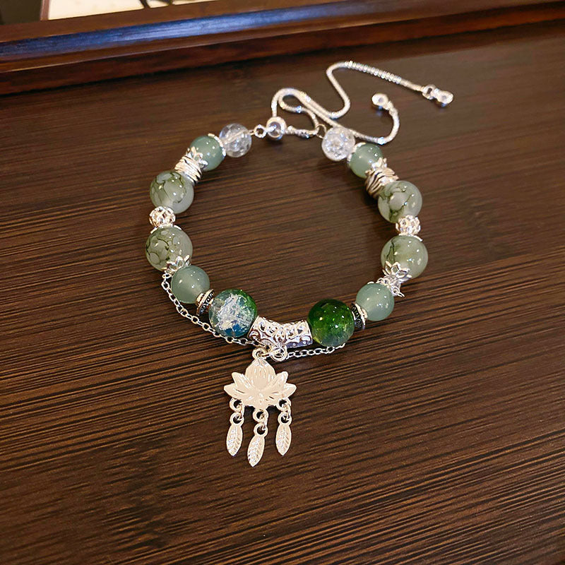 Wholesale Tide Elegant Pearl Crystal Jade Double Circle Bracelet Niche Personality Bracelet Fashion High Sense Bracelet