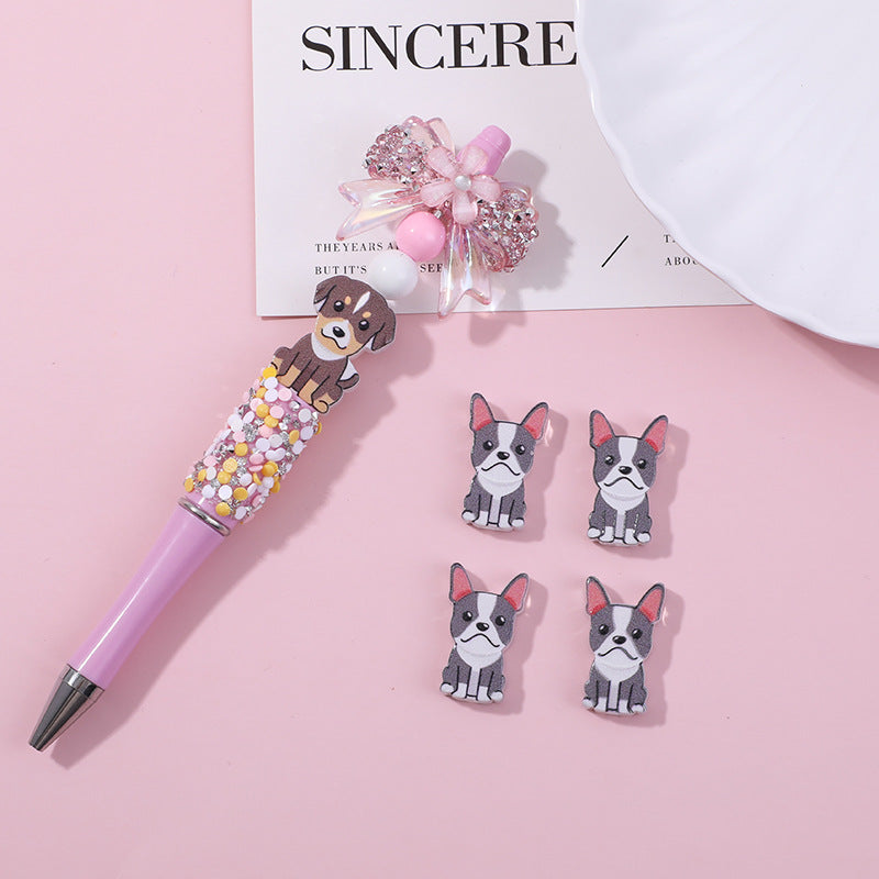 Wholesale 10pcs Through-hole double-sided cartoon pet puppy DIY beads
