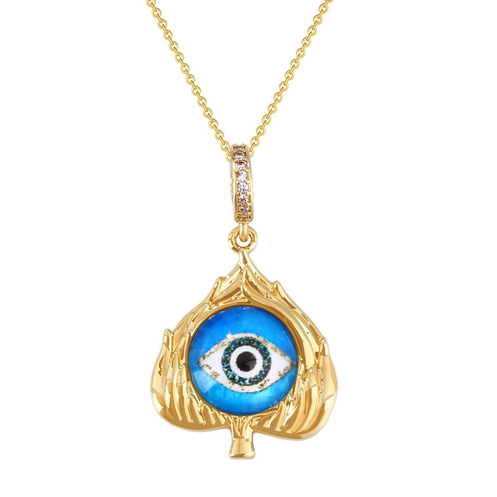 Wholesale Blue Evil Eye Heart Pendant Necklace Gold Plated Copper Women S Casual Jewelry For Boutique Resale