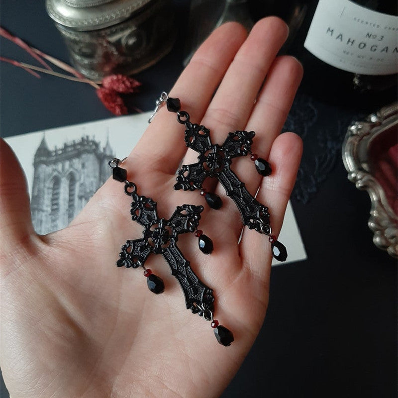 Wholesale Cross Gothic Dark Cross Earrings