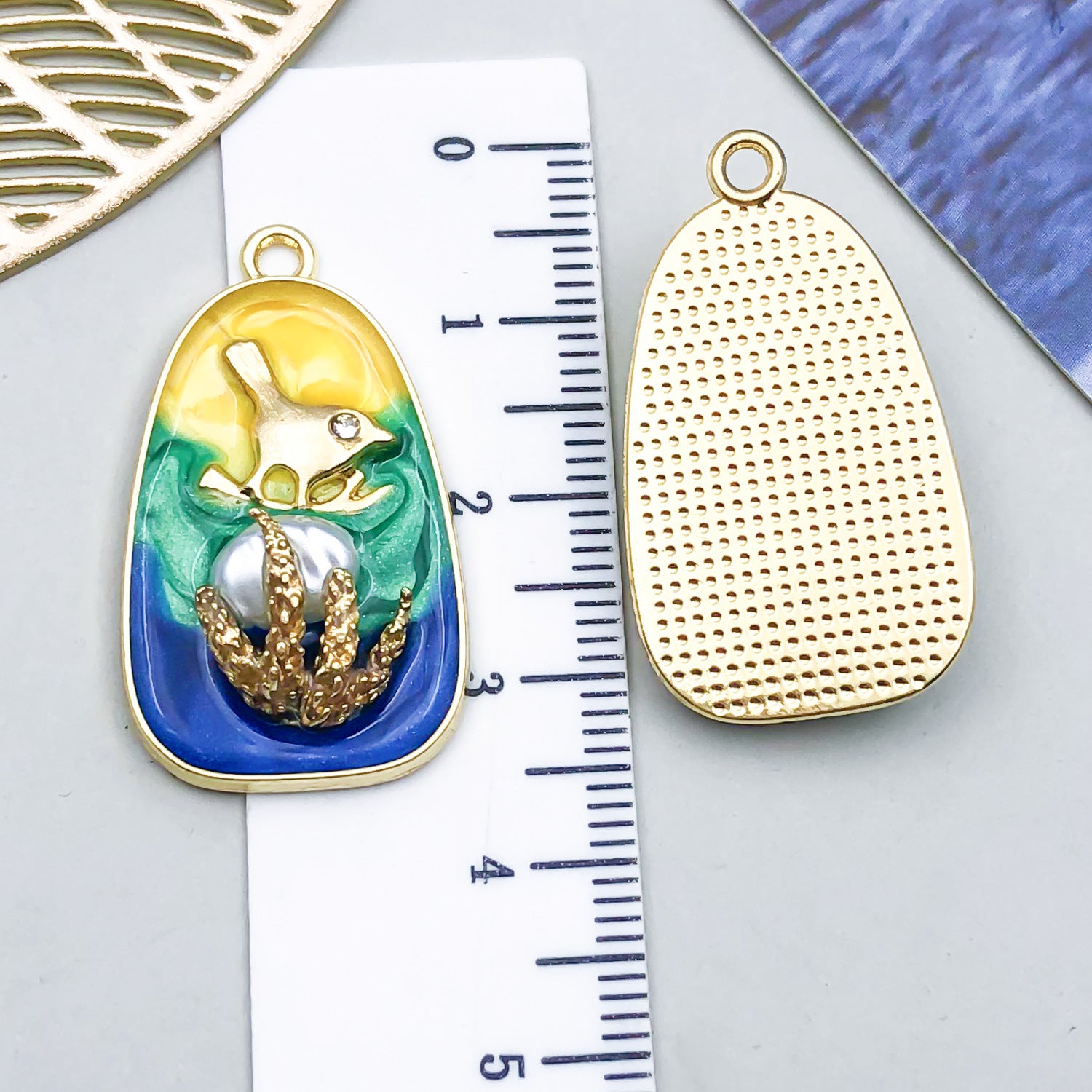 Wholesale Oil Painting Ocean Series DIY Alloy Oil Drop Pendant Necklace Earrings