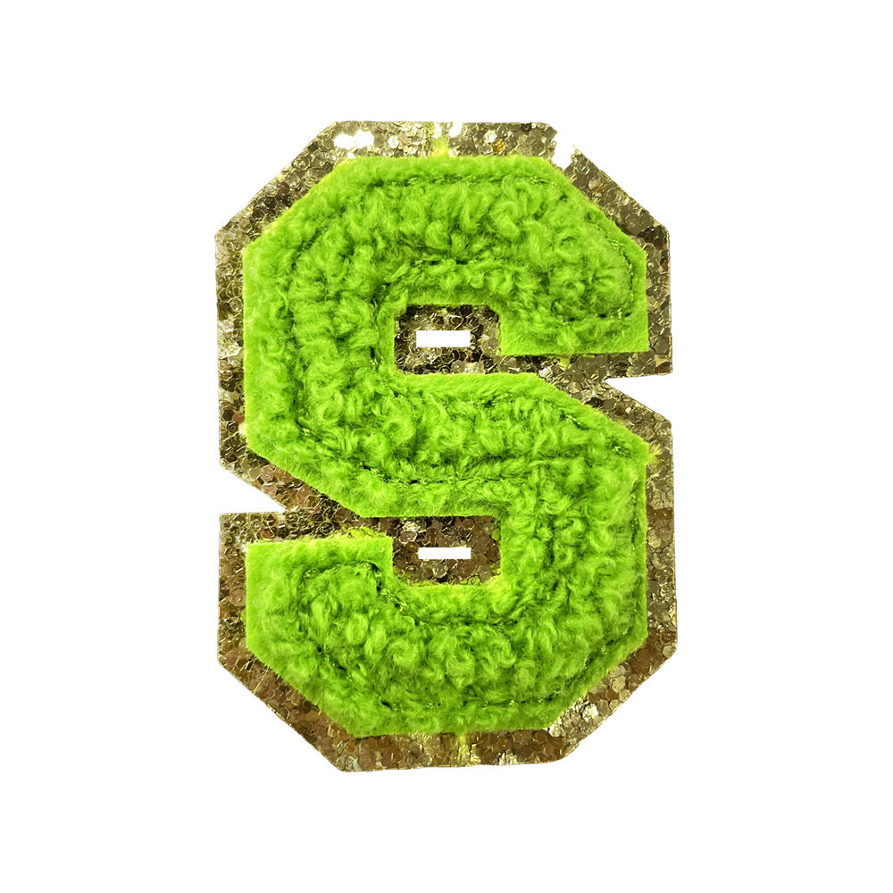 Wholesale Gold Glitter A Z Letter Patches Towel Embroidery Appliques Self Adhesive For Coats Stylish DIY Fashion Accessory