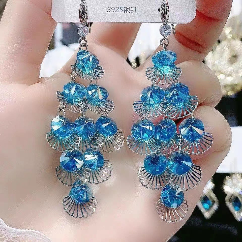 Wholesale Crystal Vintage Tassel Long Earrings