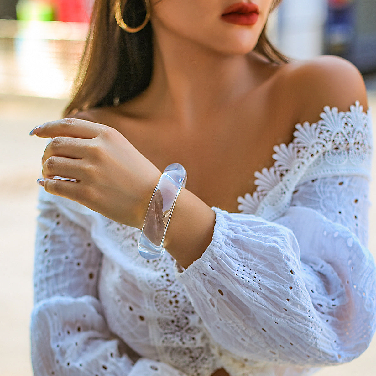 Wholesale Irregular Translucent Acrylic Colorful Geometric Bracelet