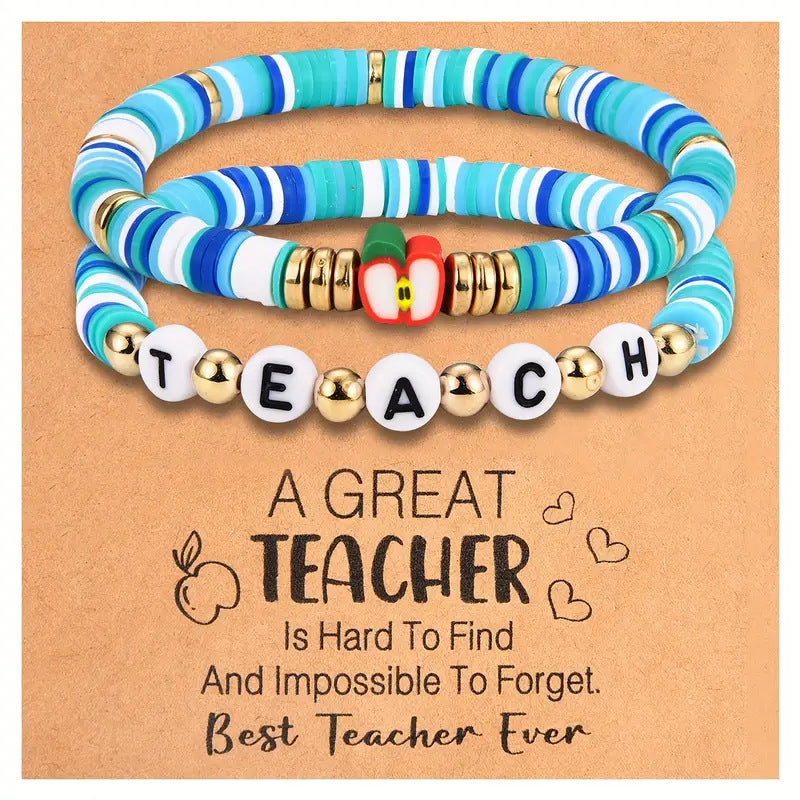 Wholesale  Teachers'  Holiday   Apple Letters Colorful Soft y Bracelet