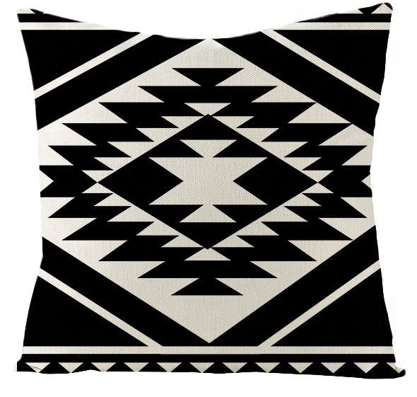 Wholesale Moroccan Black and White Geometric Linen Pillowcases