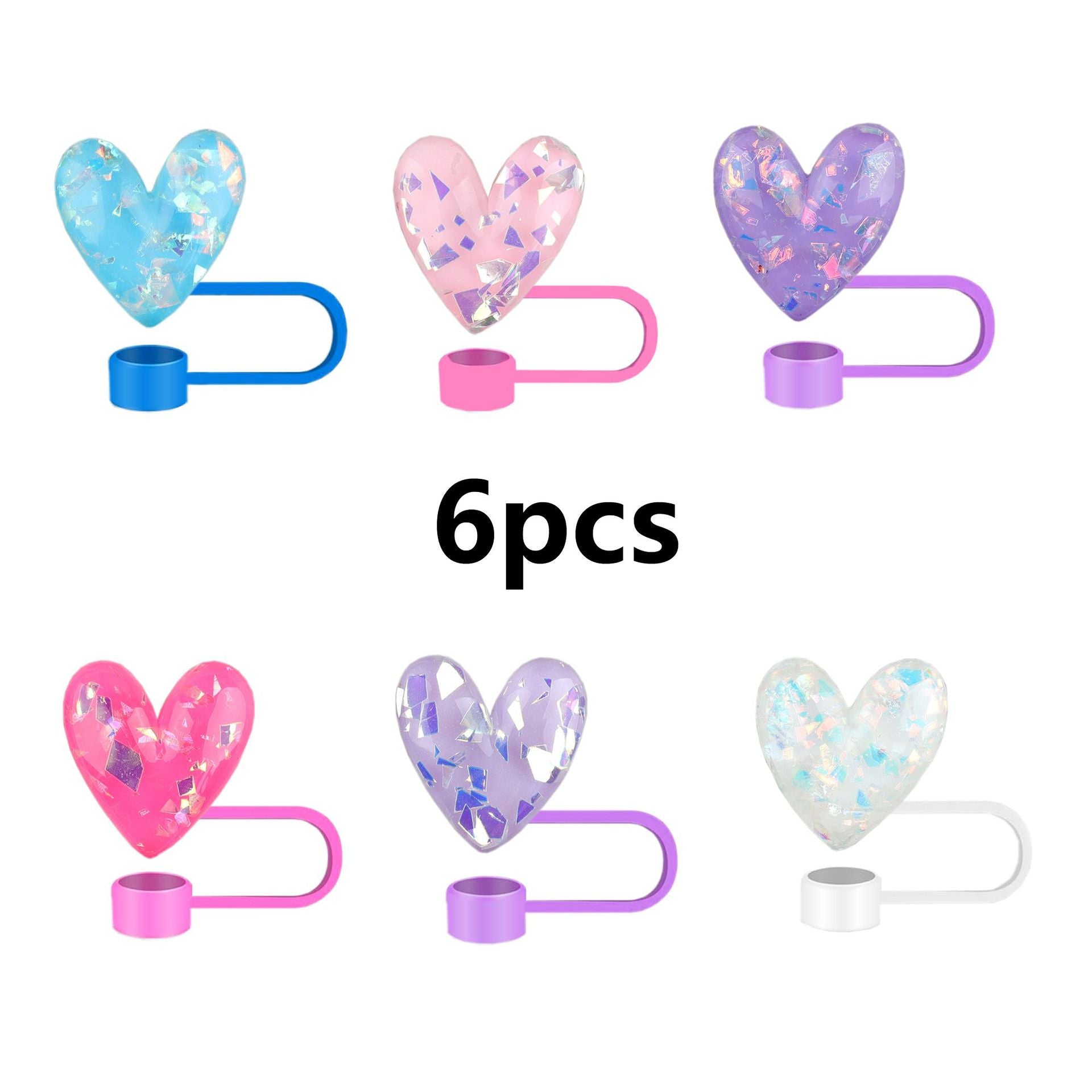 Wholesale New Valentine's Day Series Sequins Love Straw Cap Creative Cartoon Silicone Dust Plug Water Cup Straw Cover Decoration