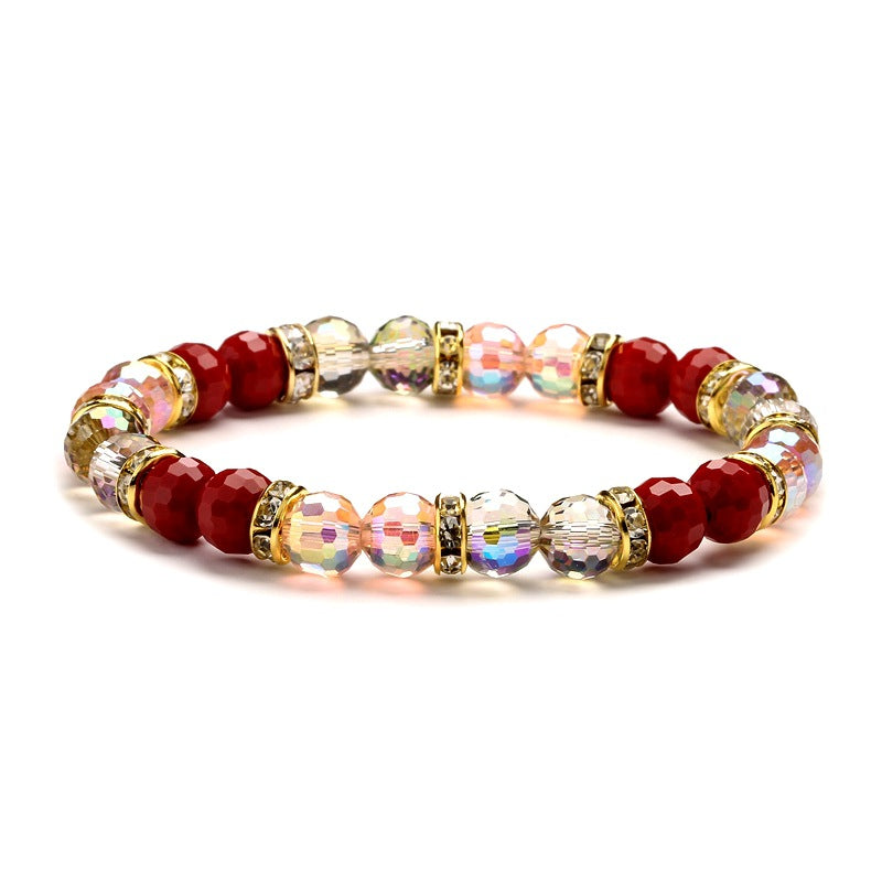 Wholesale Super Flash Colorful 8MM Cut Crystal Glass Multicolor Bracelet