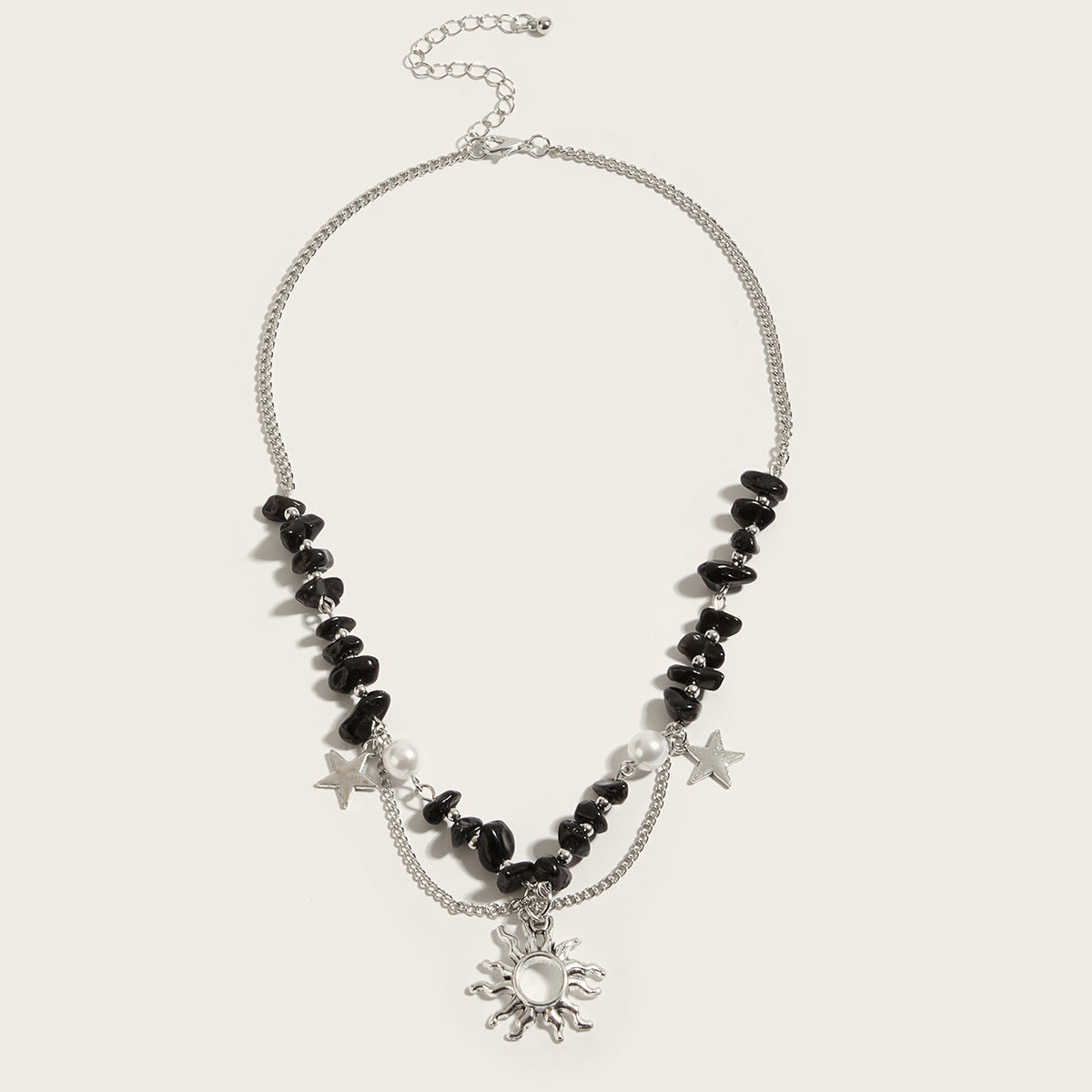 Wholesale Beaded Tassel Sun Star Necklace Colorful Irregular Gravel Collarbone Necklace