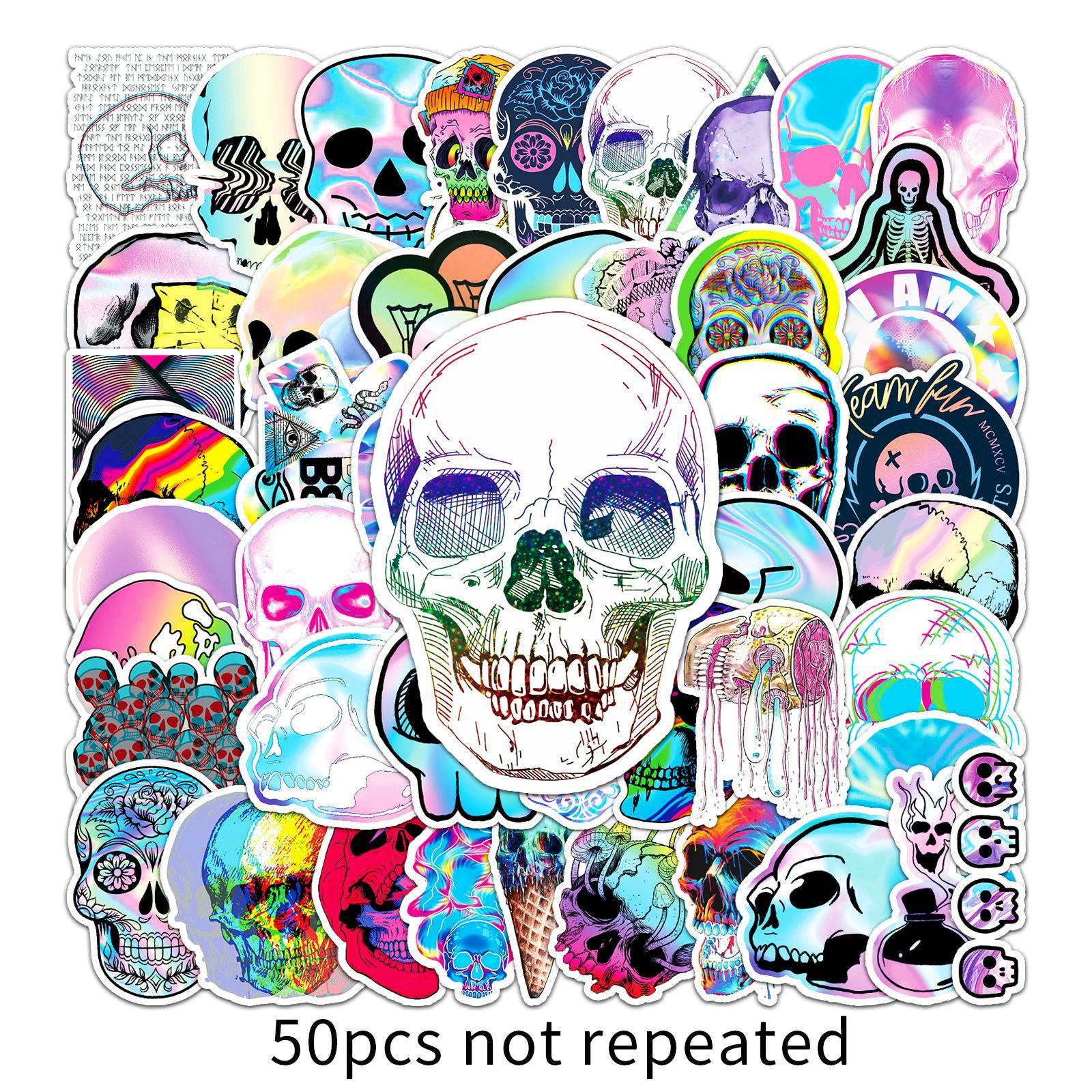 Wholesale 50pcs/pack Skull Graffiti  Laser Horror Trend Creative  Sticker