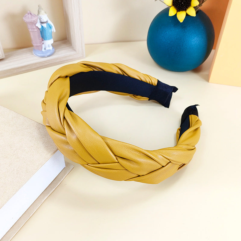 Wholesale PU leather braided braid headband hair pressing non-slip fashionable all-match headband