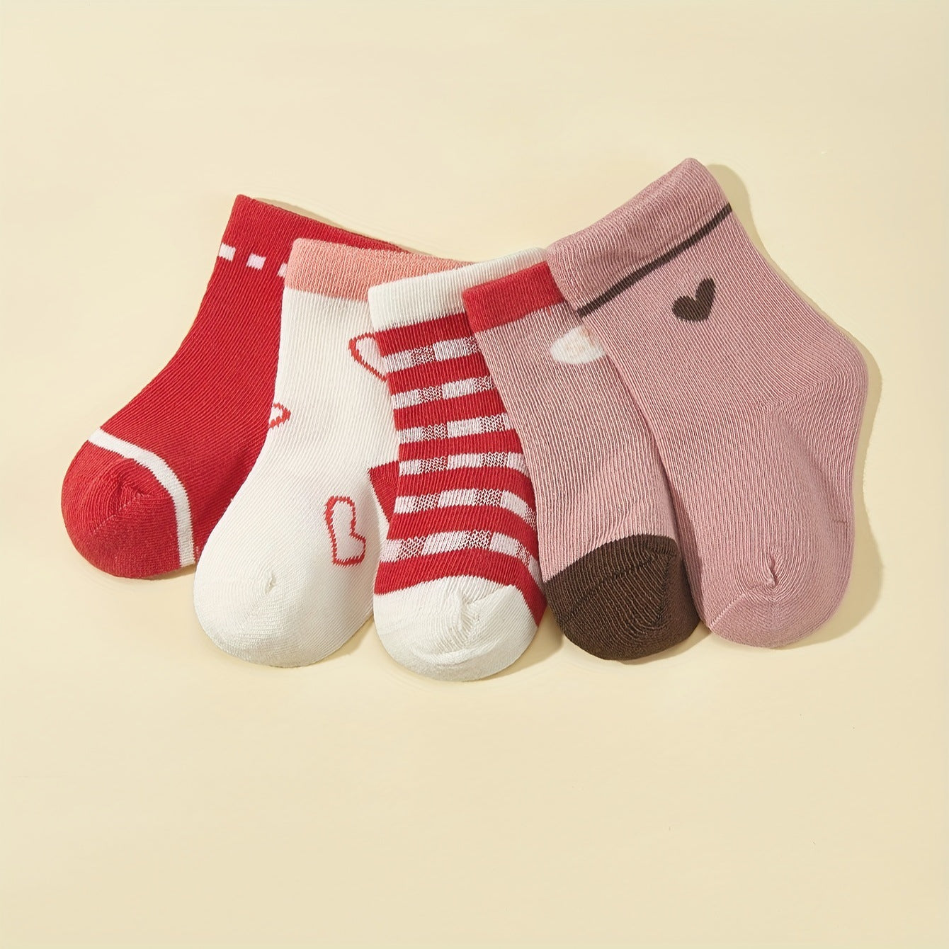 Wholesale 5pcs baby girl baby cute embroidered mid-tube socks Valentine's Day love four seasons short socks boneless suture