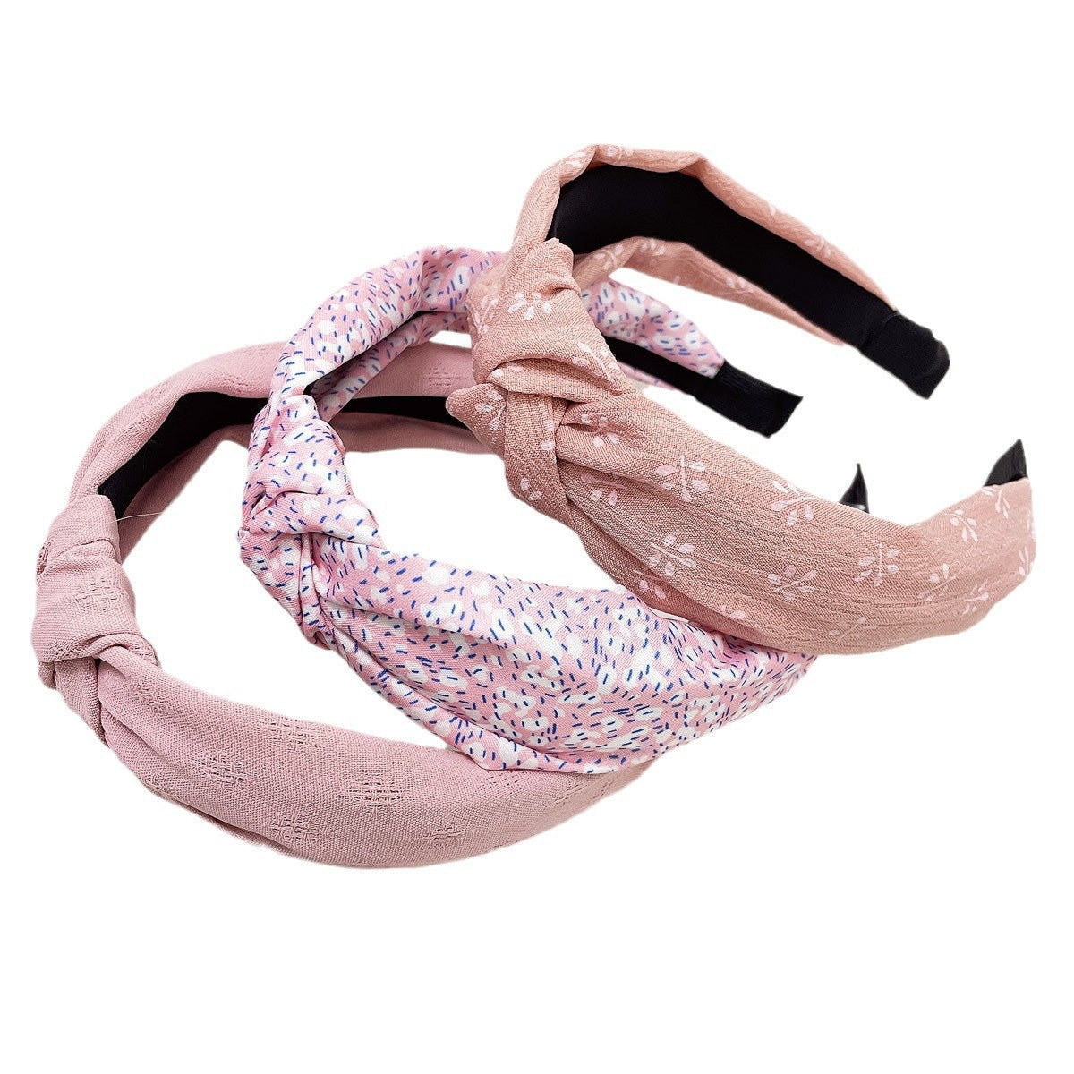 Wholesale Pink leopard print fabric flower knot wide edge headband