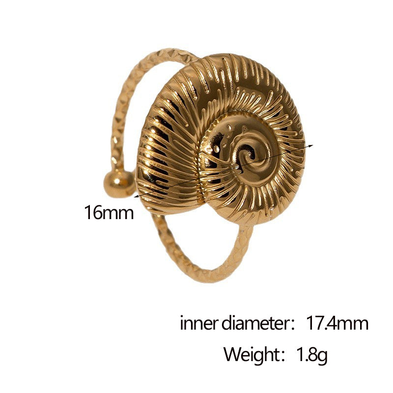 Wholesale Ocean-Style Seashell Titanium Steel Ring