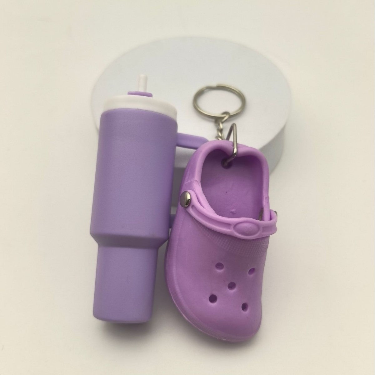 Wholesale New Ice Cup Keychain and Mini Hole Shoes Keychain Combination Pendant Set Can Wrap