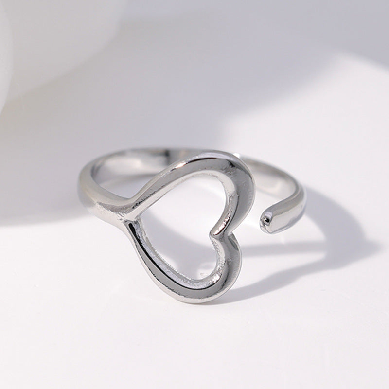 Wholesale Heart-shaped Opening Titanium Steel Rings