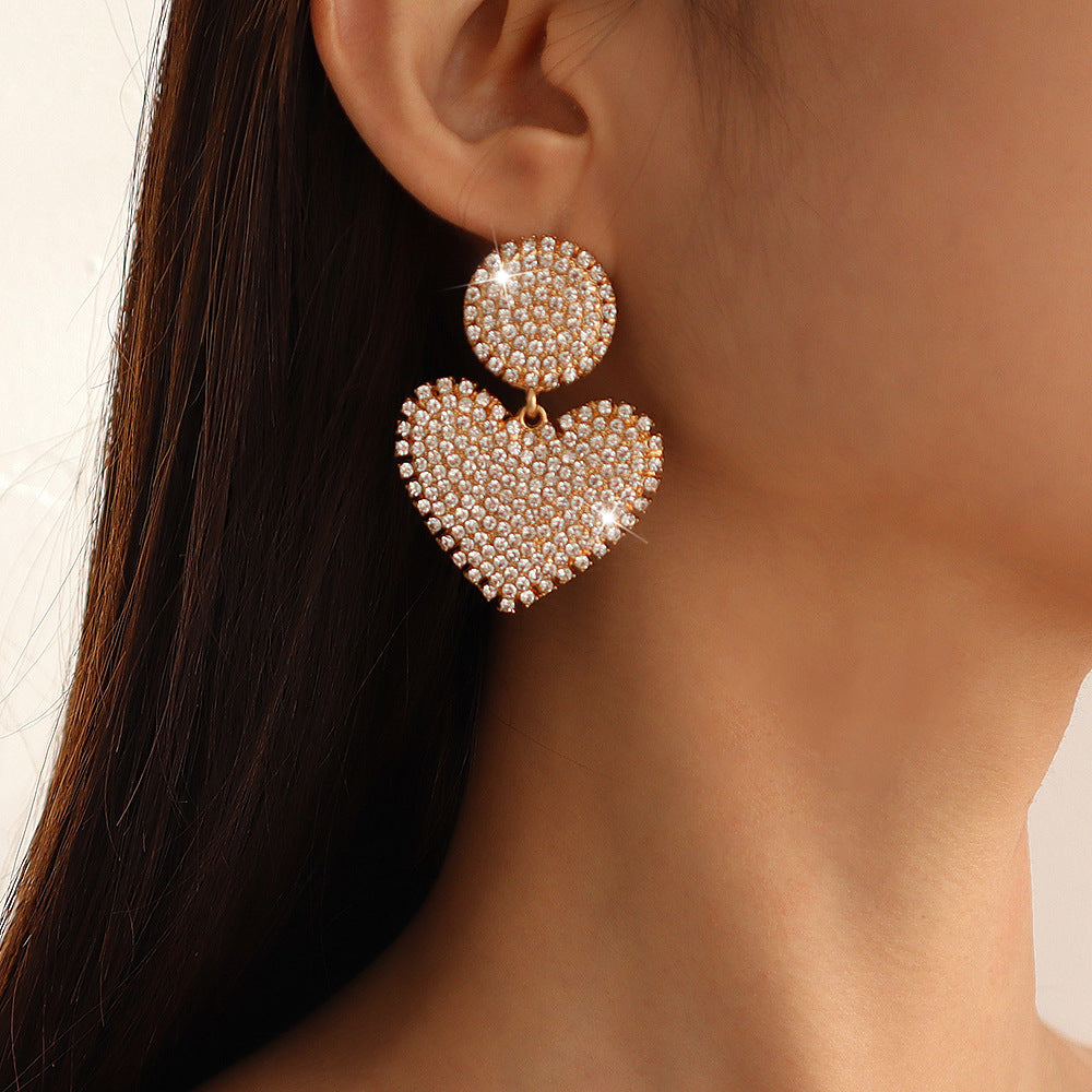 Wholesale Diamond Love Alloy Earrings