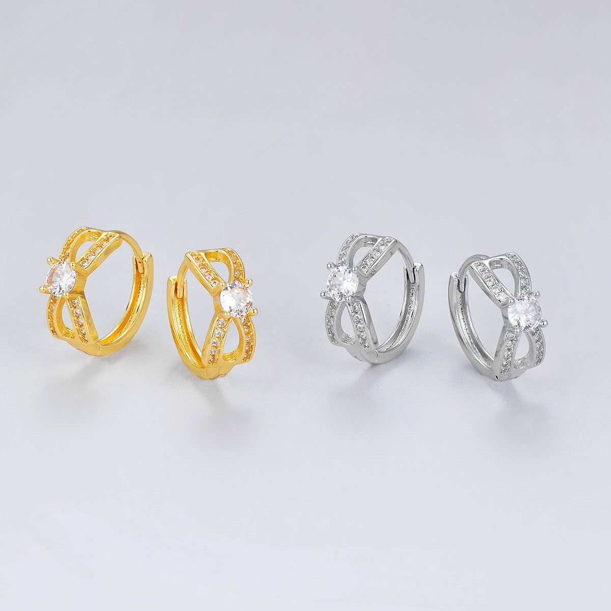 Wholesale Zircon Bow Earrings,  Niche Design