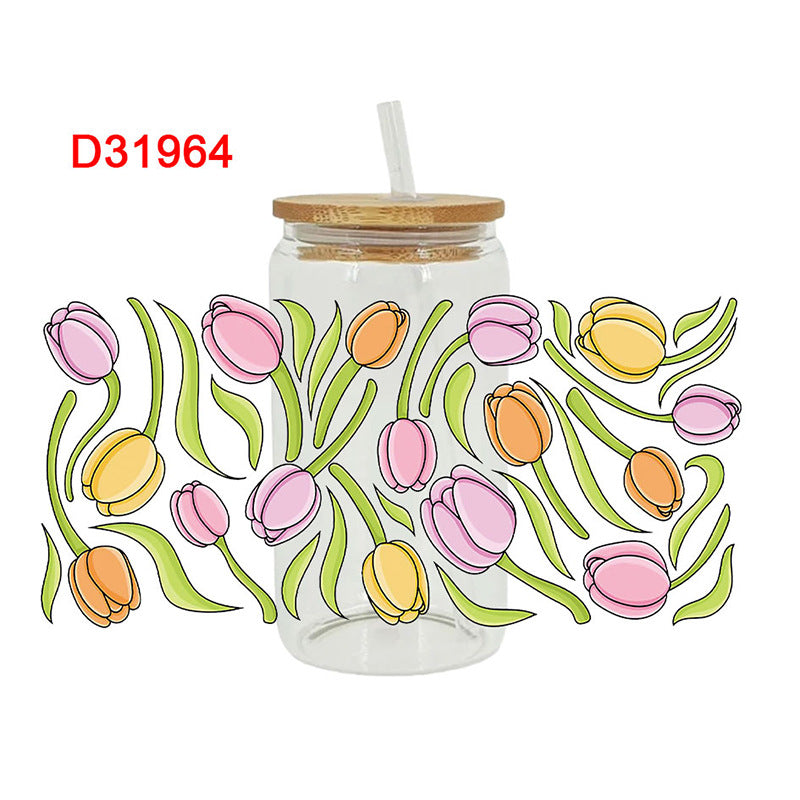 Wholesale Colorful Flowers Teacher's Day 16oz Cup UV DTF Wraps