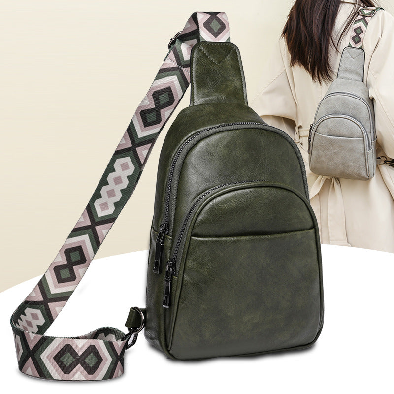 Wholesale PU Autumn and Winter Wide Shoulder Strap Casual Sports Chest Bag