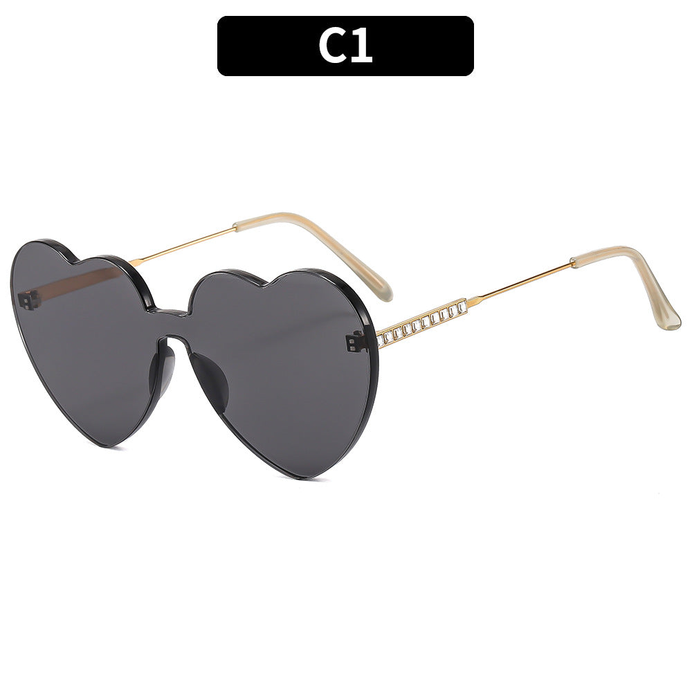 Wholesale Frameless Heart Heart Metal Leg PC Sunglasses