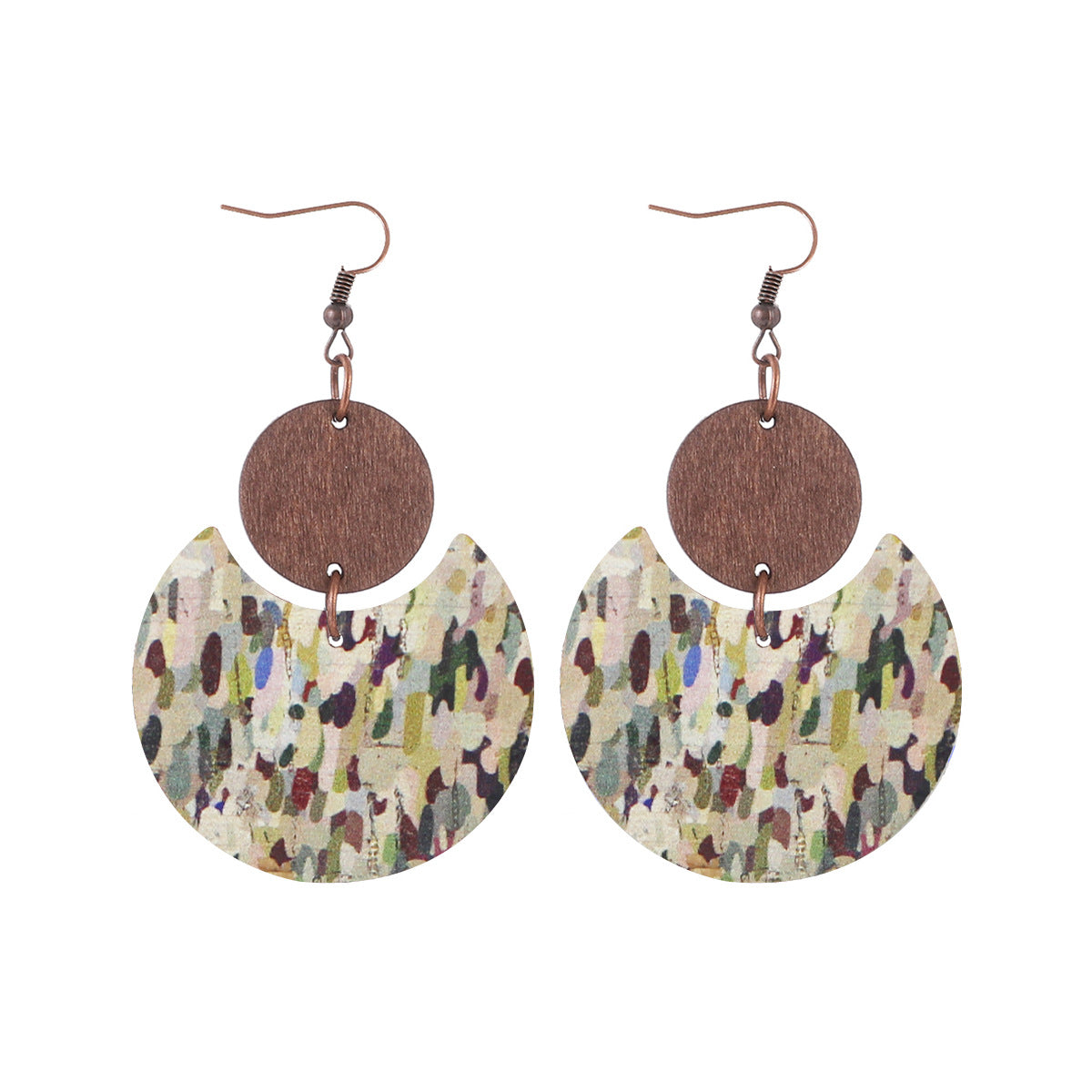 Pendientes de cuero de cuero de corcho al por mayor Pendientes de madera de madera occidental