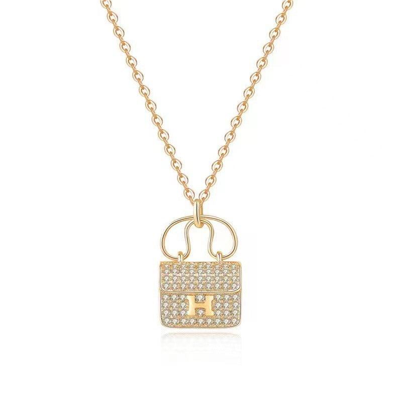 Wholesale Gilded H Bag Titanium Steel Necklace for Women