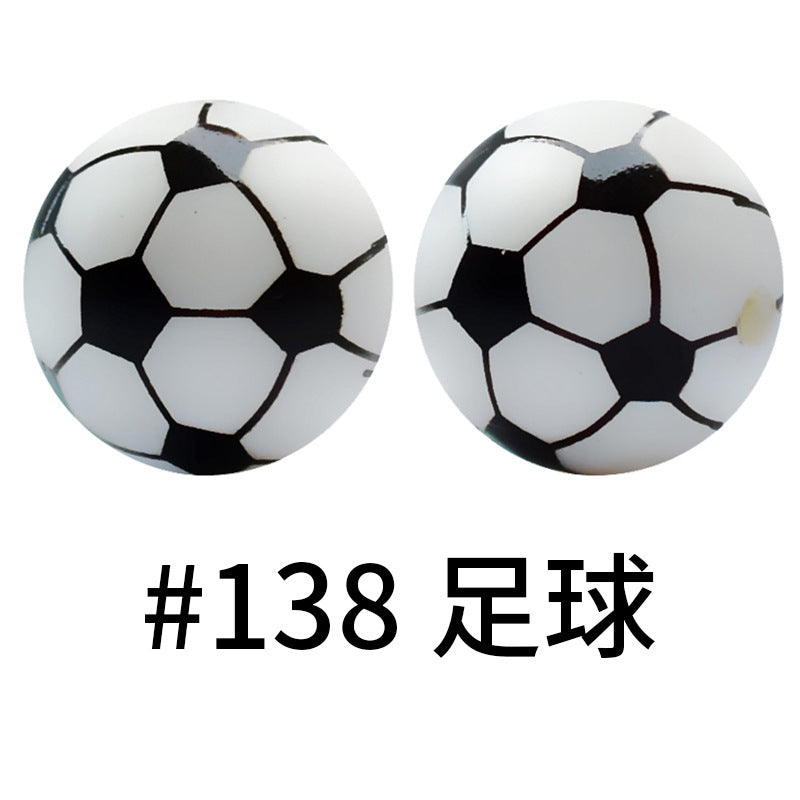 Wholesale 50pcs 16mm Print Silicone Beads Colorful Silicone Water Transfer Beads