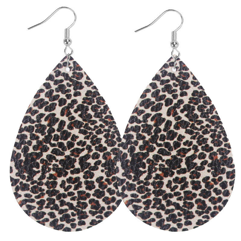 Wholesale 2pairs/pack Cow Print Leopard Print Tiger Print Double Sided Print Leather Earrings