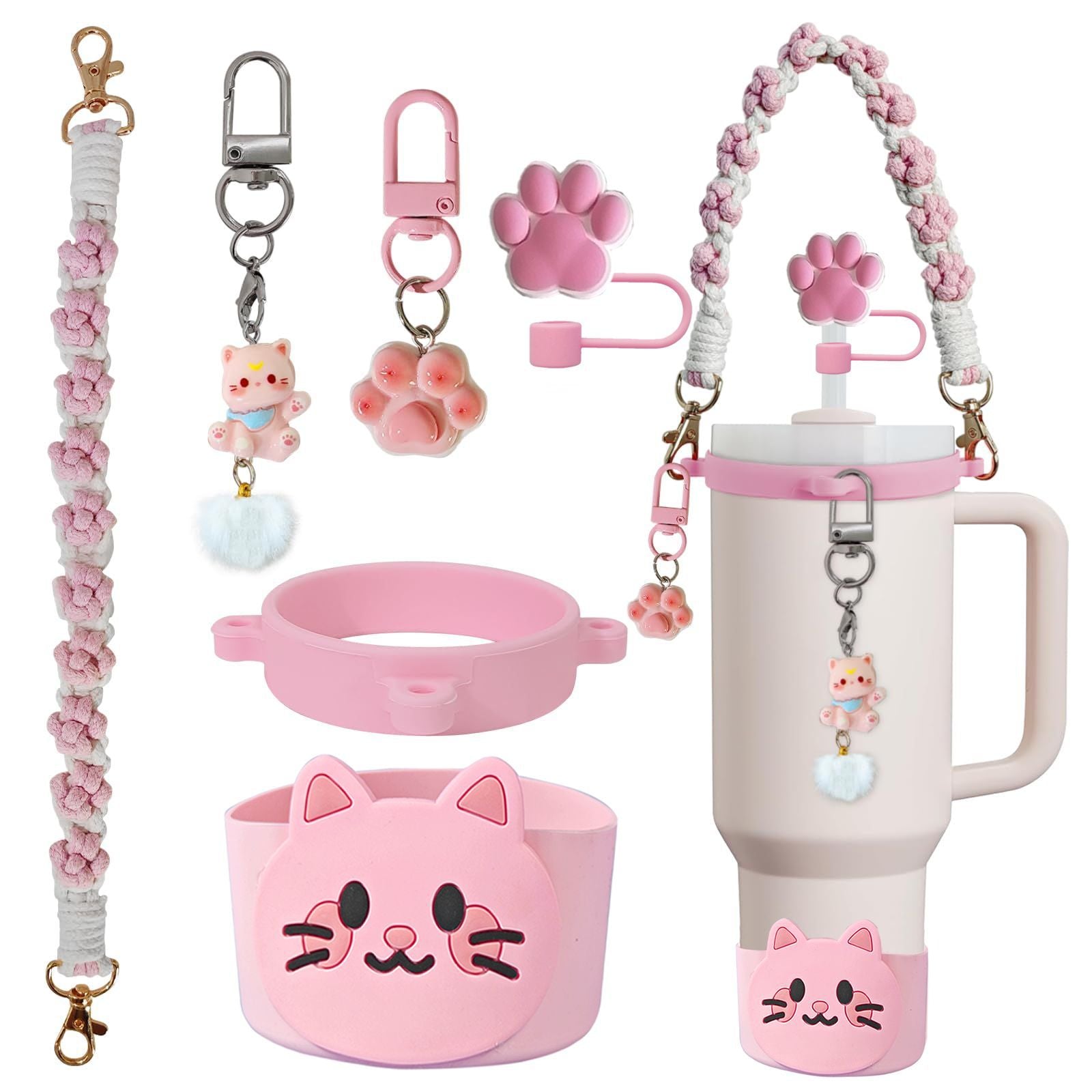 Wholesale Cup cover straw cap keychain plush elf cup accessories