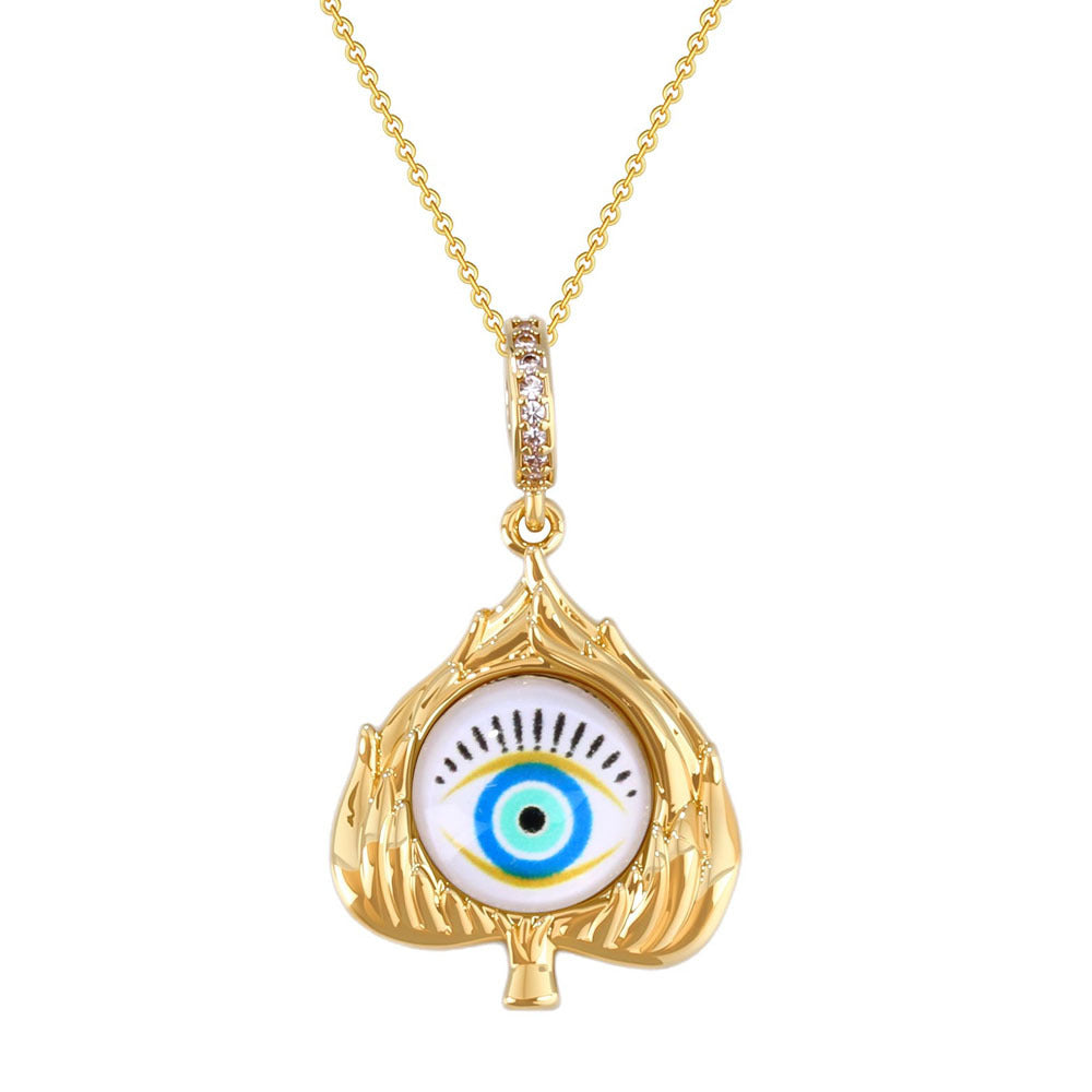 Wholesale Heart Evil Eye Pendant Necklace Gold Plated Copper Boutique Jewelry Accessory Gift