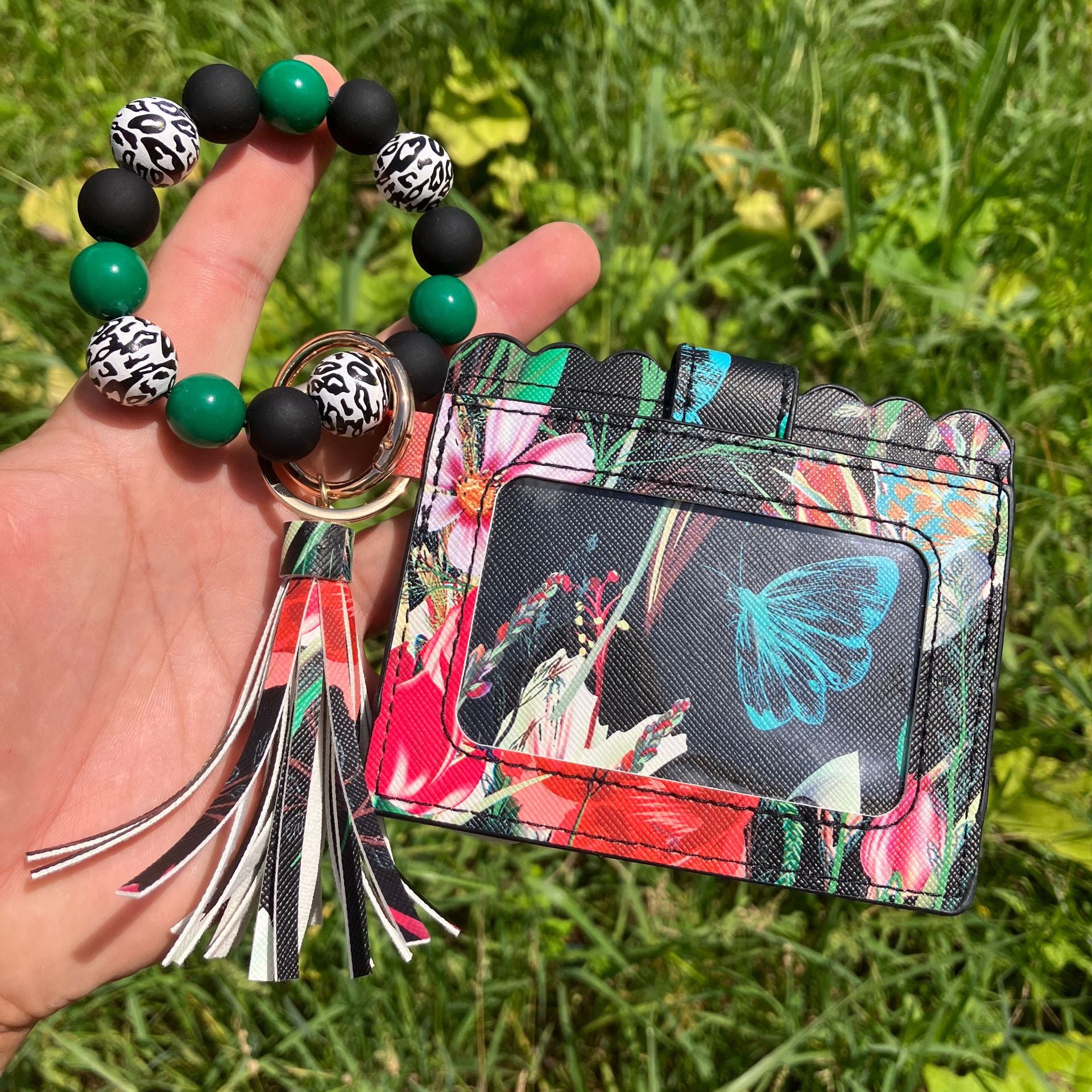 Wholesale Printed PU Leather Coin Purse Wrist Keychain