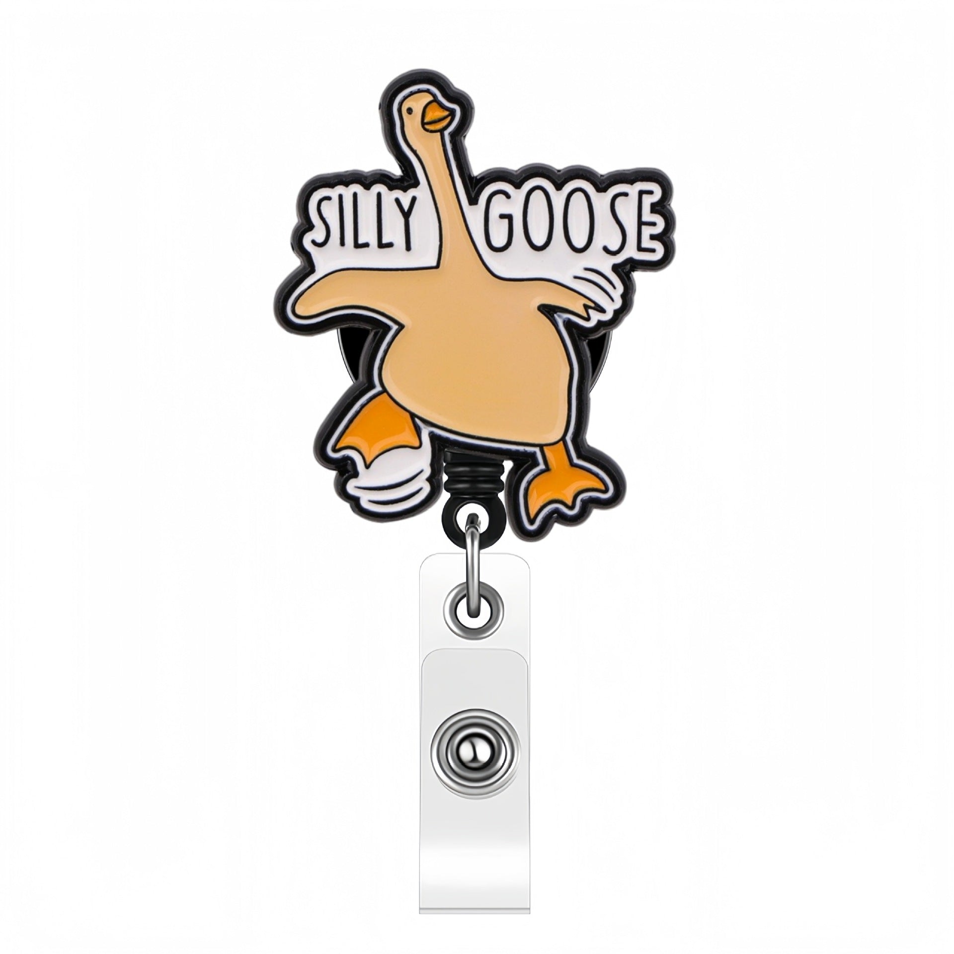 Wholesale 10pcs  Cute goose black rotating alligator clip retractable easy to pull keychain