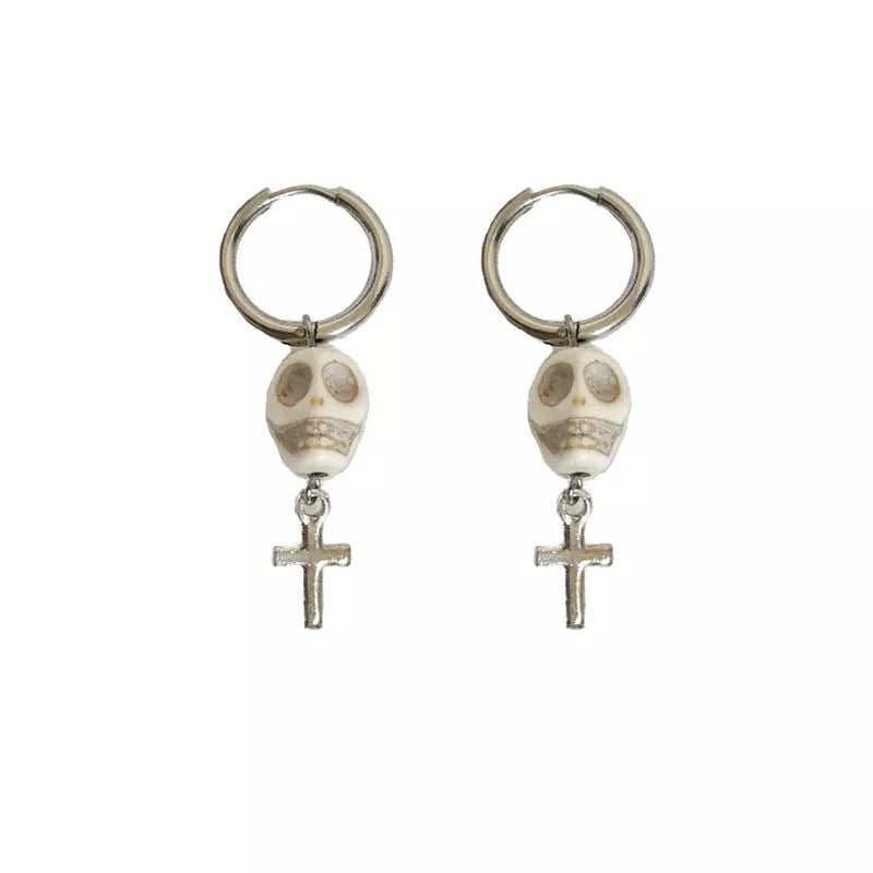 Wholesale Punk white skull chain silver double necklace