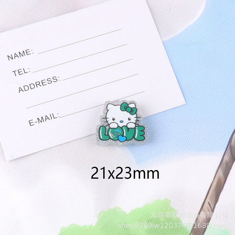 Wholesale 10pcs glitter cartoon straight-hole DIY acrylic beads OLY Exclusive