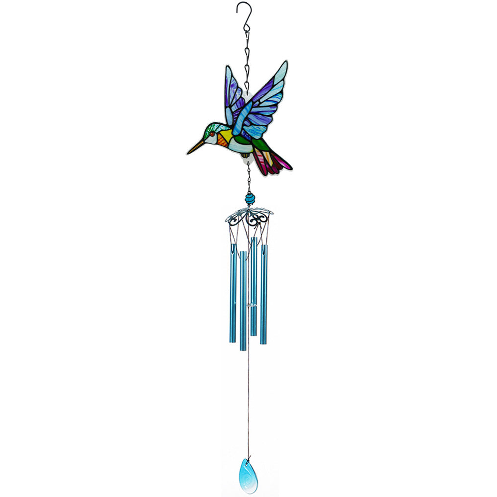 Wholesale Glass Hummingbird Wind Chime Diamond Glass Garden Courtyard Bell Pendant