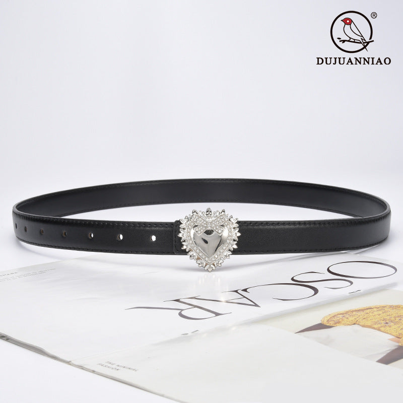 Wholesale Silver Love Buckle Genuine Leather Belt