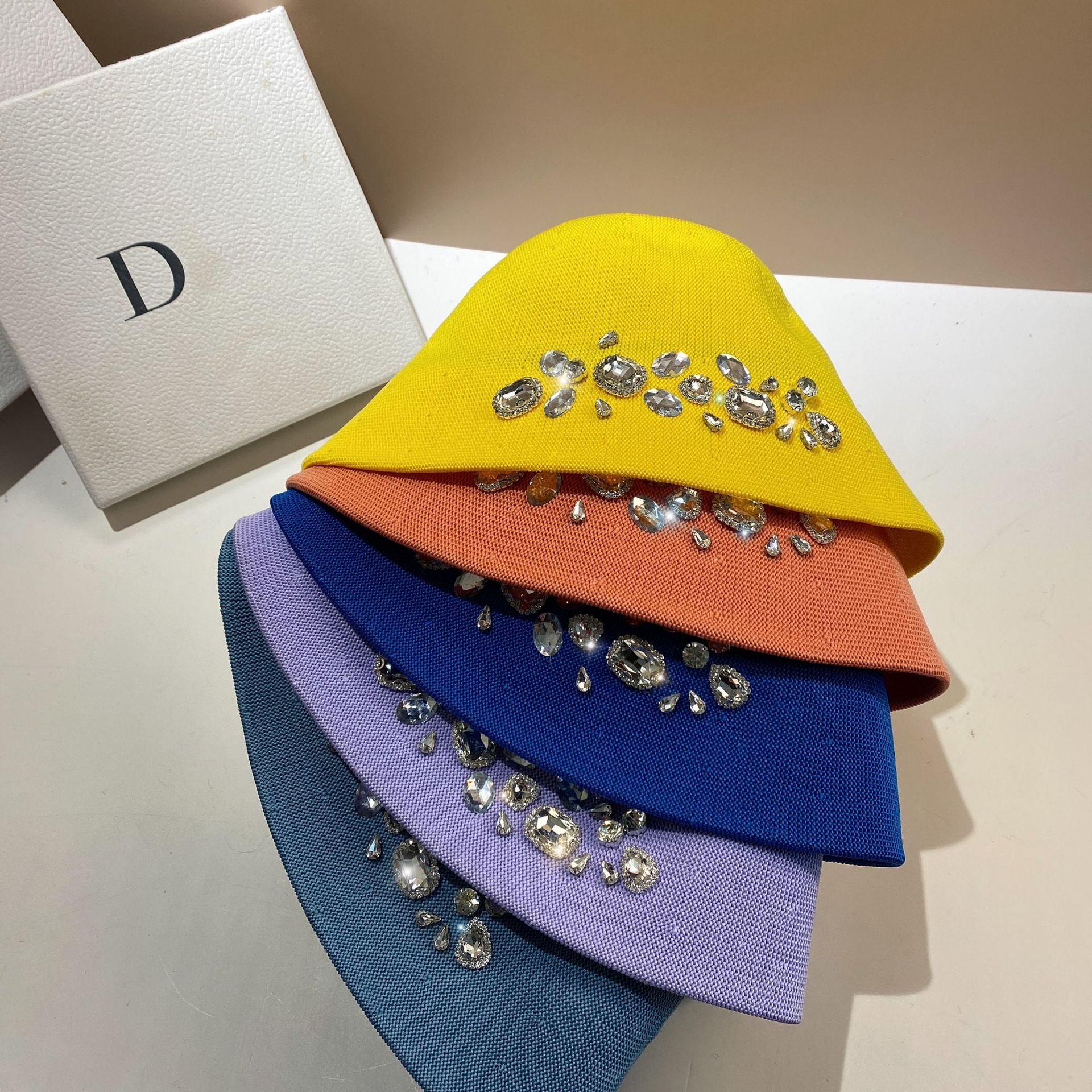 Wholesale Heavy Industry Rhinestone Ice Silk Bucket Hat Bucket Hat